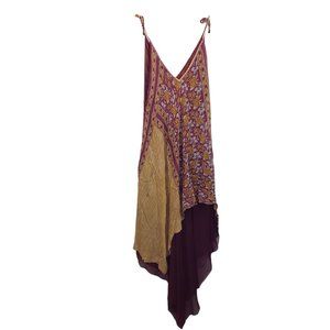 Paul Ropp Free Size Resort Style Tank Dress Boho Patchwork Chiffon Handkerchief